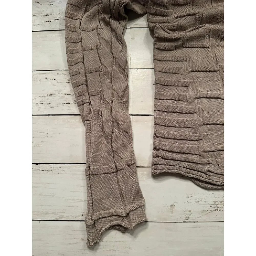Archival Gianfranco Ferré Geometric Textured Knit Pullover  IT 56 Beige Italian